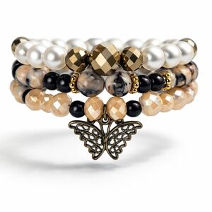 Elegant Multi-Color Beaded Stack Bracelet Set